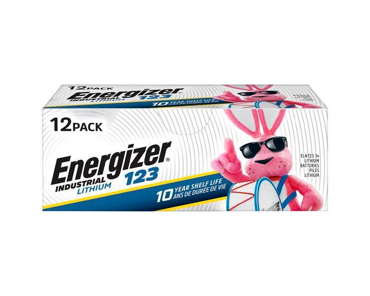 Image for Energizer Industrial 123 Lithium 3V Batteries, Pack of 12 from School Specialty